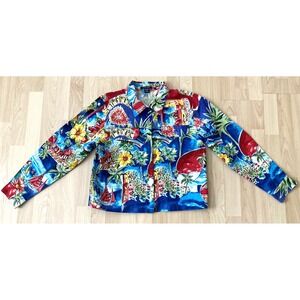 Boston Proper Denim Jacket Colorful Size M